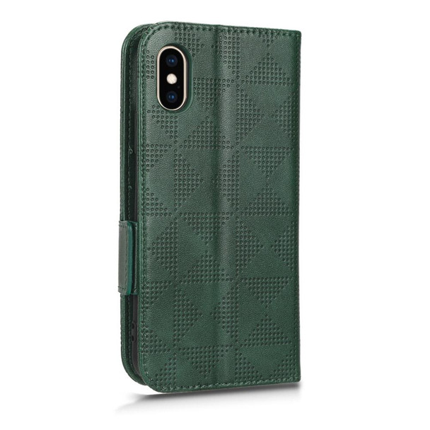 For iPhone XS / X Symmetrical Triangle Leatherette Phone Case(Green)