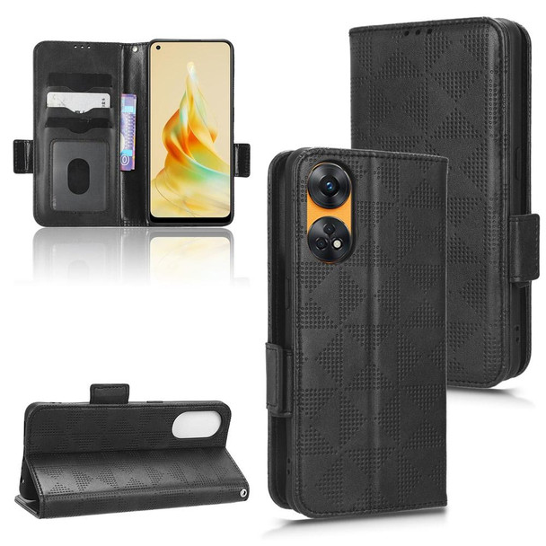 For OPPO Reno8 T 4G Symmetrical Triangle Leatherette Phone Case(Black)