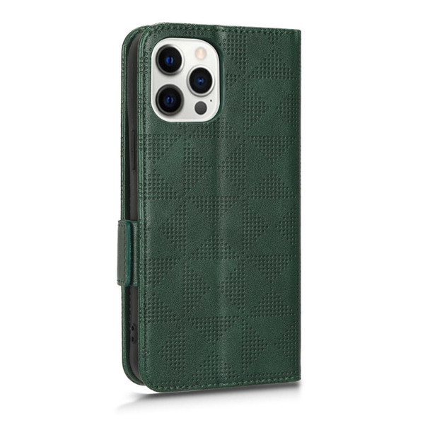 For iPhone 12 / 12 Pro Symmetrical Triangle Leatherette Phone Case(Green)