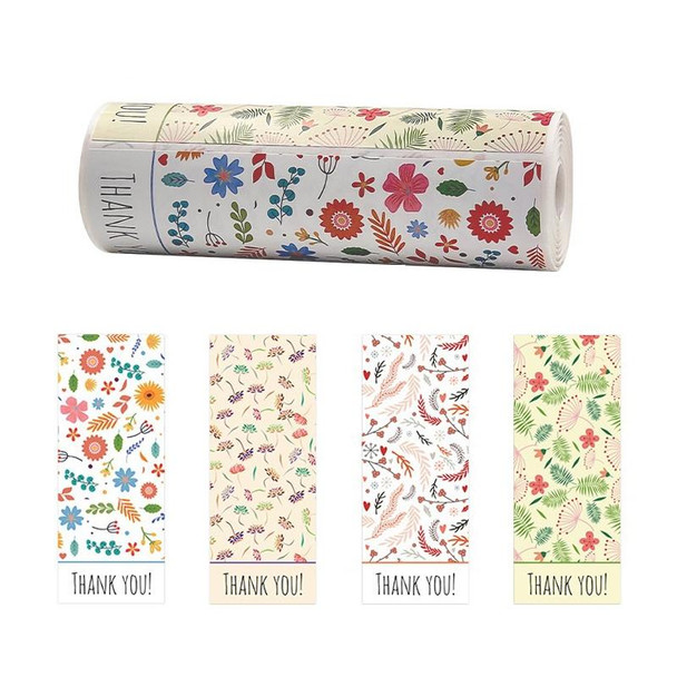 5 rolls Floral Thank You Label Sticker Handicraft Decoration Small Gift Sticker(K-244)