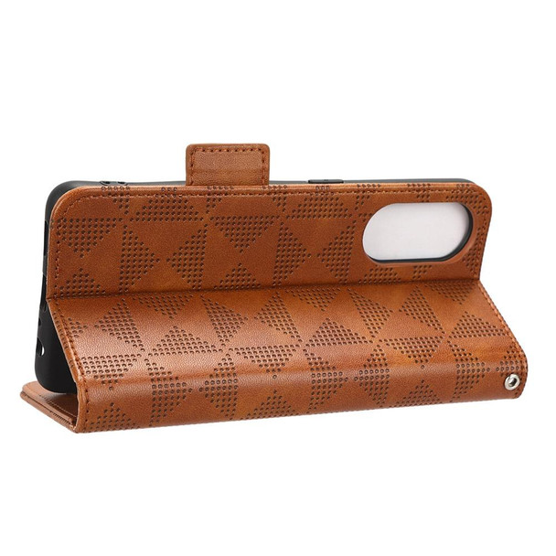 For OPPO Reno8 T 4G Symmetrical Triangle Leatherette Phone Case(Brown)