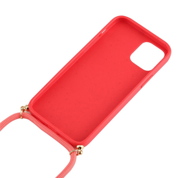 iPhone 12 / 12 Pro Wheat TPU Protective Case with Lanyard(Red)