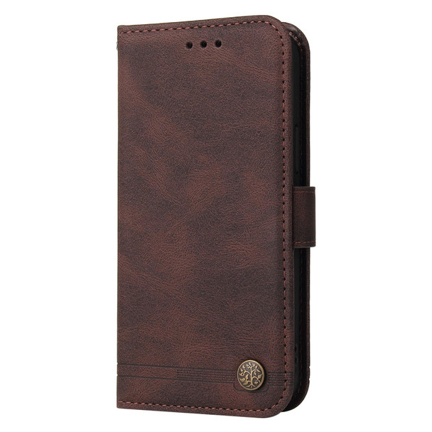 For Samsung Galaxy A24 4G Skin Feel Life Tree Metal Button Leatherette Phone Case(Brown)