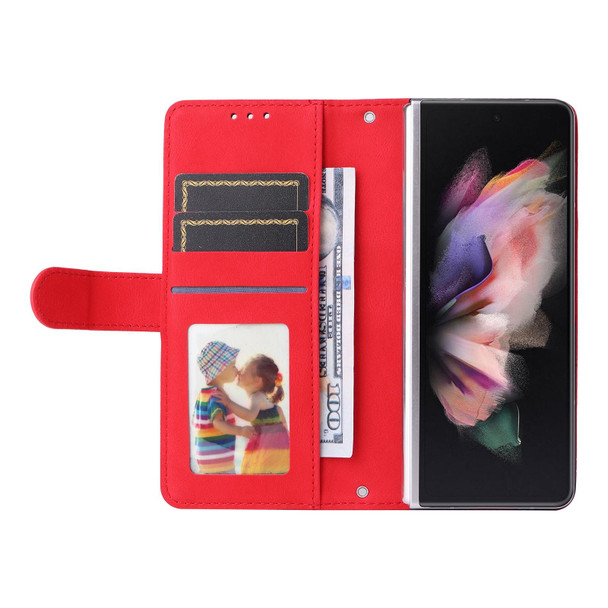 For Samsung Galaxy Z Fold3 5G Skin Feel Life Tree Metal Button Leatherette Phone Case(Red)