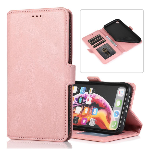 iPhone XR Retro Magnetic Closing Clasp Horizontal Flip Leather Case with Holder & Card Slots & Photo Frame & Wallet(Rose Gold)