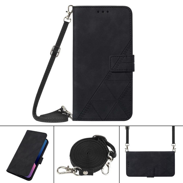 For OPPO  Reno 8T 4G Global Crossbody 3D Embossed Flip Leatherette Phone Case(Black)