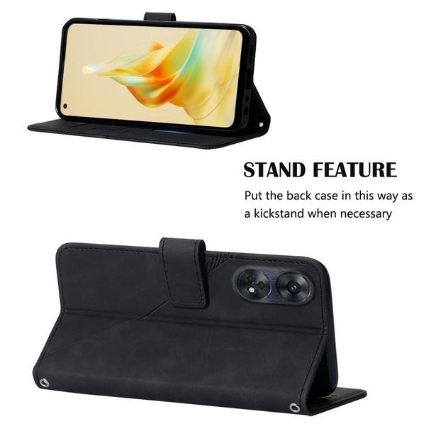 For OPPO  Reno 8T 4G Global Crossbody 3D Embossed Flip Leatherette Phone Case(Black)