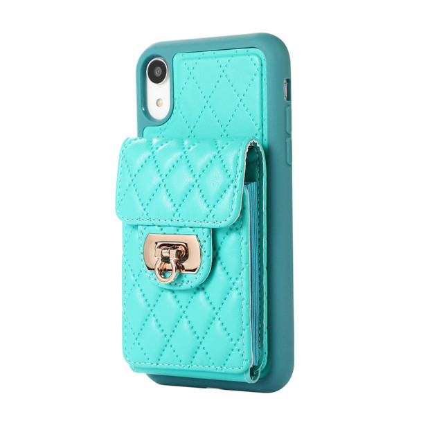 For iPhone XR Card Slot Leatherette Phone Case(Mint Green)