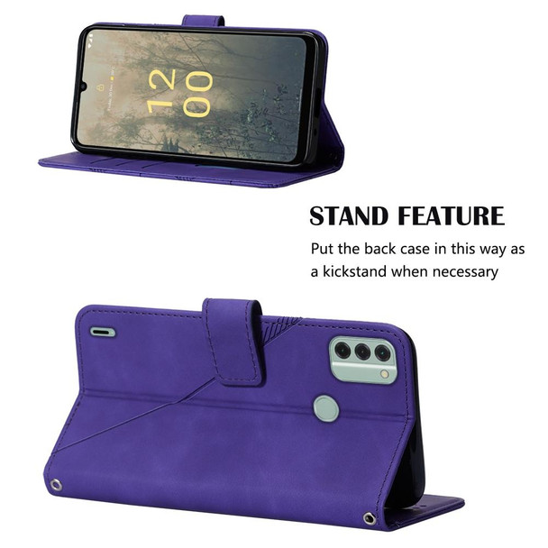 For Nokia C31 Crossbody 3D Embossed Flip Leatherette Phone Case(Purple)