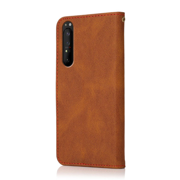 For Sony Xperia 5 III Dual-color Stitching Leatherette Phone Case(Brown Red)