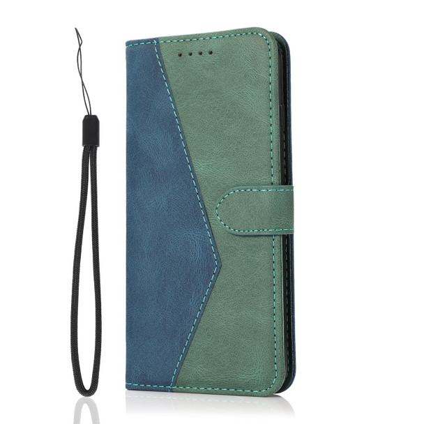 For LG K52 Dual-color Stitching Leatherette Phone Case(Blue Green)