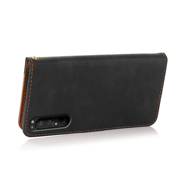 For Sony Xperia 1 III Dual-color Stitching Leatherette Phone Case(Black Brown)
