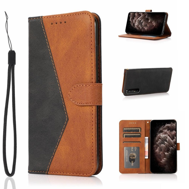 For Sony Xperia 1 III Dual-color Stitching Leatherette Phone Case(Black Brown)