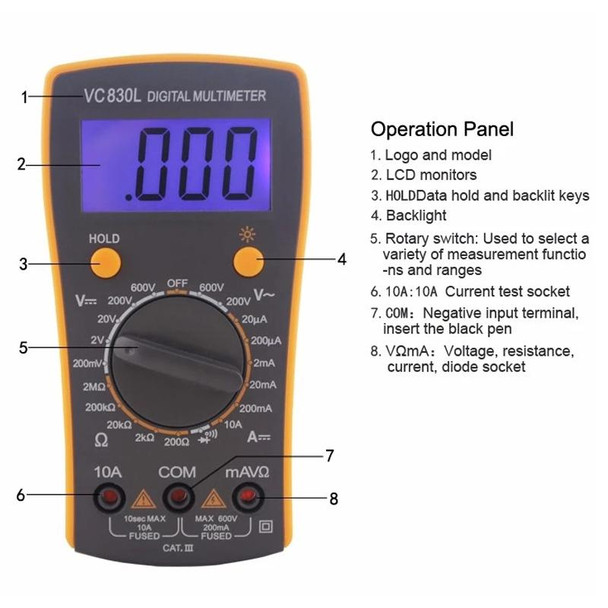 BEST-VC830L Professional Repair Tool Pocket Digital  Multimeter