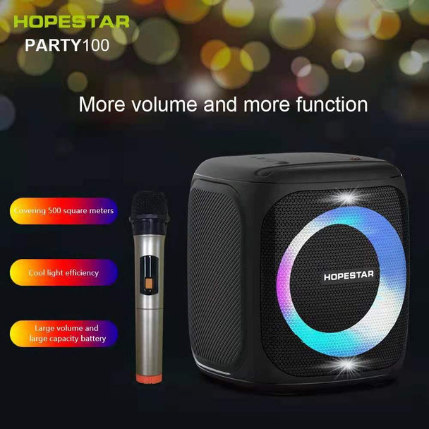 HOPESTAR Party100 Bluetooth 5.0 Portable Waterproof Wireless Bluetooth Speaker with Mobile Charging Function (Black)