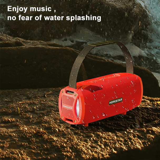 HOPESTAR H24 Pro TWS Portable Outdoor Waterproof Woven Textured Bluetooth Speaker with Rhythm Light, Support Hands-free Call & U Disk & TF Card & 3.5mm AUX & FM (Red)