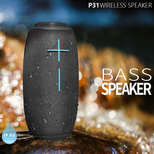 HOPESTAR P31 TWS Portable Outdoor Waterproof Lens-style Head Bluetooth Speaker with LED Color Light, Support Hands-free Call & U Disk & TF Card & 3.5mm AUX & FM (Black)