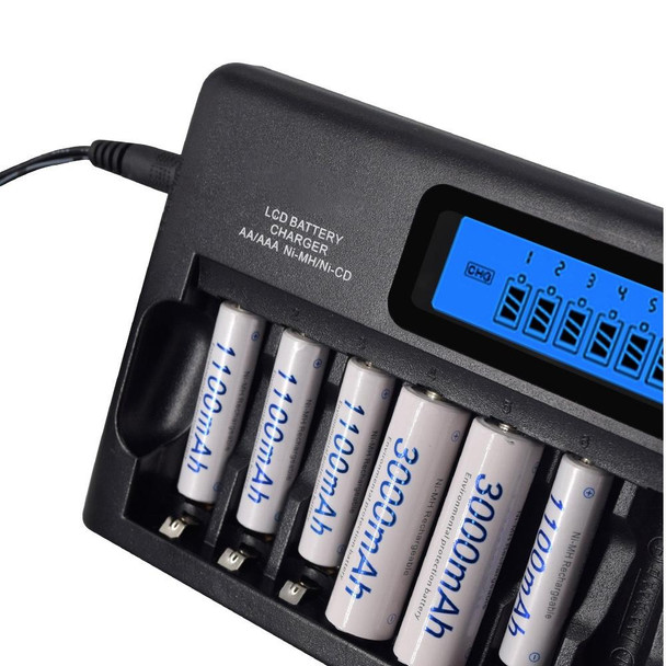 100-240V 12 Slot Battery Charger for AA / AAA / NI-MH / NI-CD Battery, with LCD Display, EU Plug
