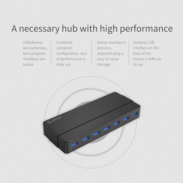ORICO H7928-U3 ABS Material Desktop 7 Ports USB 3.0 HUB with 1m Cable(Black)