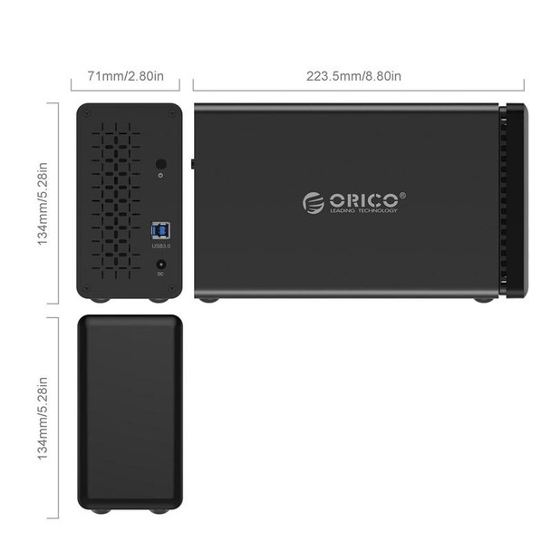 ORICO NS200-RU3 2-bay USB 3.0 Type-B to SATA External Hard Disk Box Storage Case Hard Drive Dock with Raid for 3.5 inch SATA HDD, Support UASP Protocol