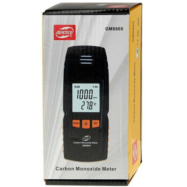 BENETECH GM8805 LCD Display Handheld Carbon Monoxide CO Monitor Detector Meter Tester, Measure Range: 0-1000ppm(Black)