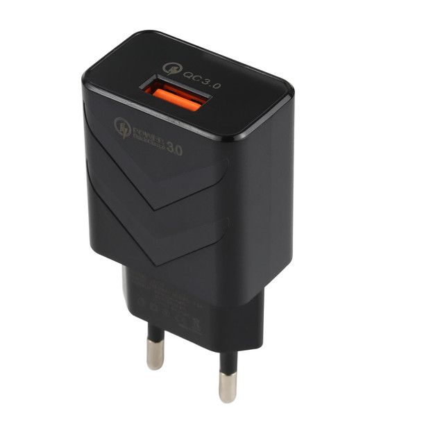 LZ-715 18W QC3.0 USB Single Port Fast Travel Charger, EU Plug(Black)