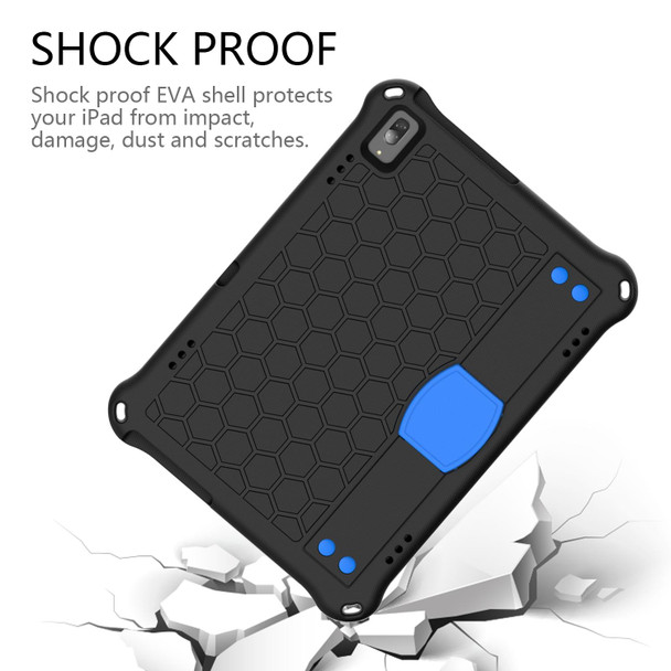 For Lenovo Tab 4 10 TB-X304F/N Honeycomb Design EVA + PC Material Four Corner Anti Falling Flat Protective Shell with Strap(Black+Blue)