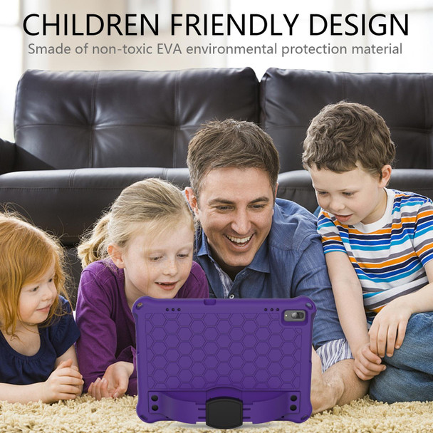 For Lenovo Tab M10 TB-X505X/F Honeycomb Design EVA + PC Material Four Corner Anti Falling Flat Protective Shell with Strap(Purple+Black)