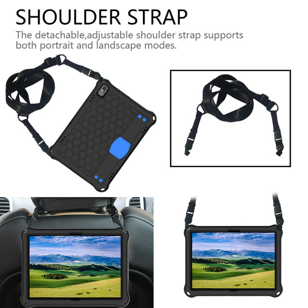 For Lenovo Tab 4 10 Plus TB-X704F/N/L/V Honeycomb Design EVA + PC Material Four Corner Anti Falling Flat Protective Shell with Strap(Blue+Black)