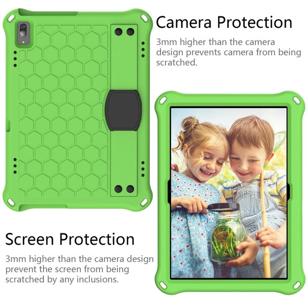 For Lenovo Tab 4 10 TB-X304F/N Honeycomb Design EVA + PC Material Four Corner Anti Falling Flat Protective Shell with Strap(Green+Black)