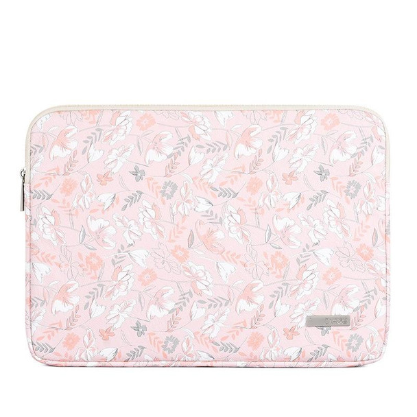 G4-01 13 Inch Laptop Liner Bag PU Leather Printing Waterproof Protective Cover(Light Pink)