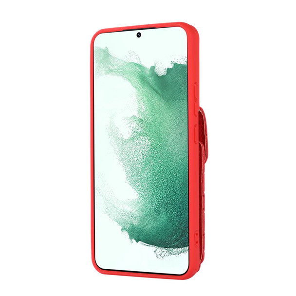 For Samsung Galaxy S21 5G Card Slot Leatherette Phone Case(Red)