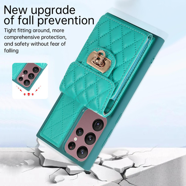 For Samsung Galaxy S22 Ultra 5G Card Slot Leatherette Phone Case(Mint Green)