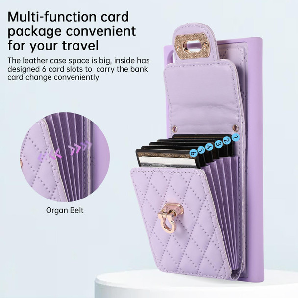 For Samsung Galaxy S22 Ultra 5G Card Slot Leatherette Phone Case(Purple)