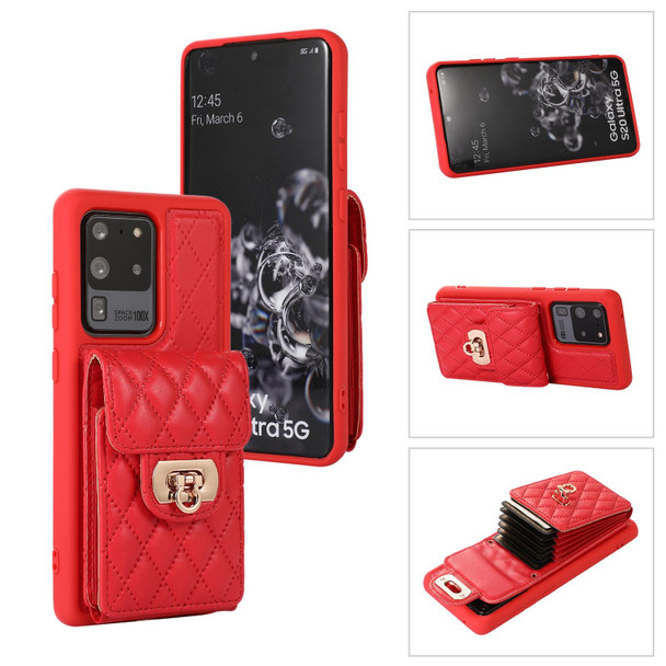 For Samsung Galaxy S20 Ultra Card Slot Leatherette Phone Case(Red)