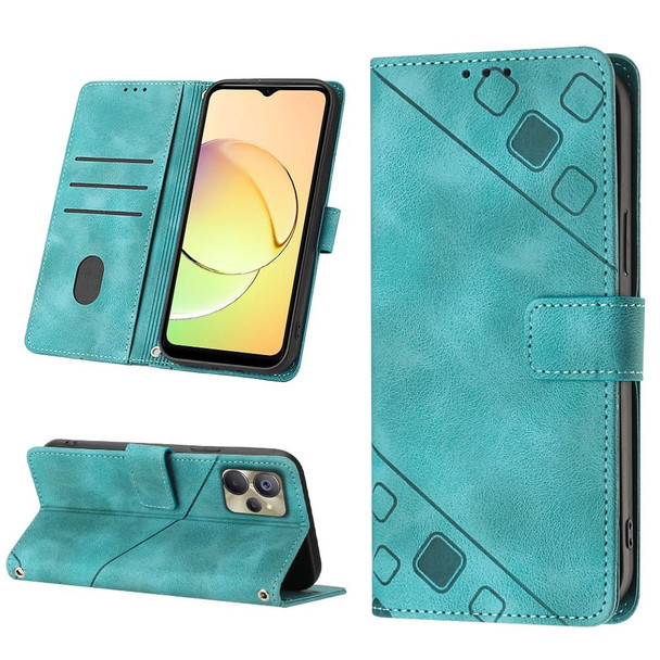 For Realme 10 Skin-feel Embossed Leatherette Phone Case(Green)