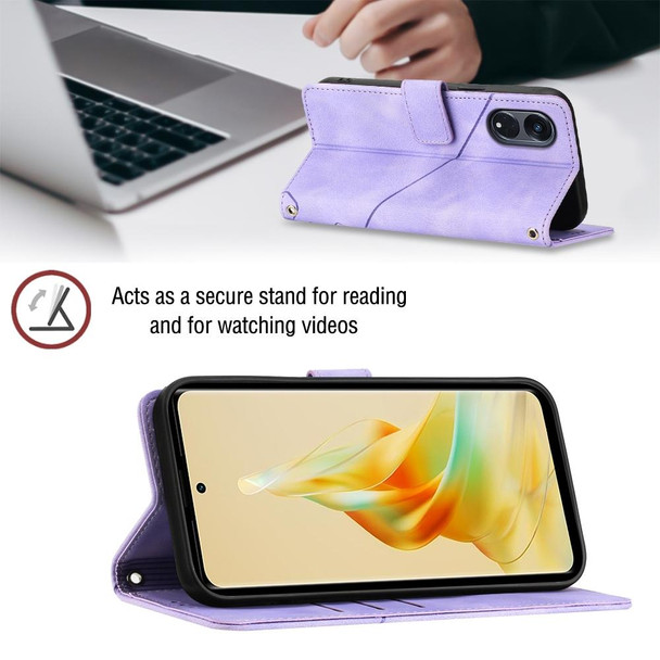 For OPPO Reno8 T 5G/A1 Pro 5G Global Skin-feel Embossed Leatherette Phone Case(Light Purple)