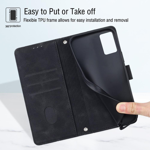 For Realme 10 Pro Skin-feel Embossed Leatherette Phone Case(Black)