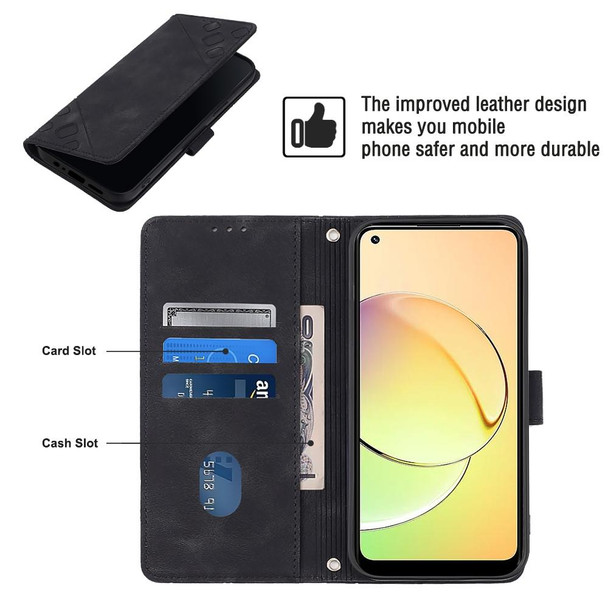 For Realme 10 5G Skin-feel Embossed Leatherette Phone Case(Black)