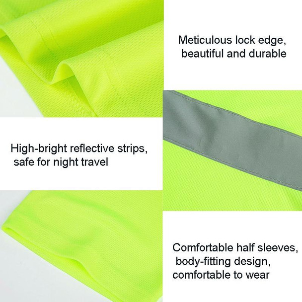 Reflective Quick-drying T-shirt Lapel Short-sleeved Safety Work Shirt, Size: XXL(Fluorescent +Navy Blue)