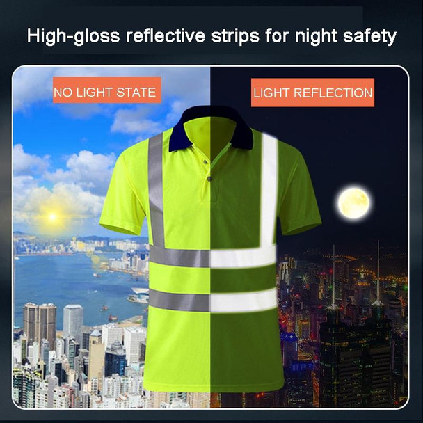 Reflective Quick-drying T-shirt Lapel Short-sleeved Safety Work Shirt, Size: M(Fluorescent Yellow)