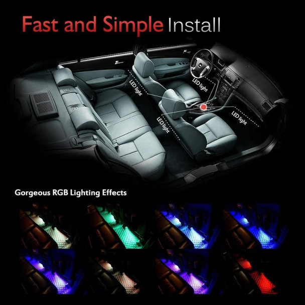 4 in 1 Universal Car Cigarette Lighter 8-color APP Control LED Atmosphere Light Decorative Lamp, with 9LEDs Lamps Cable Length: 1.5m