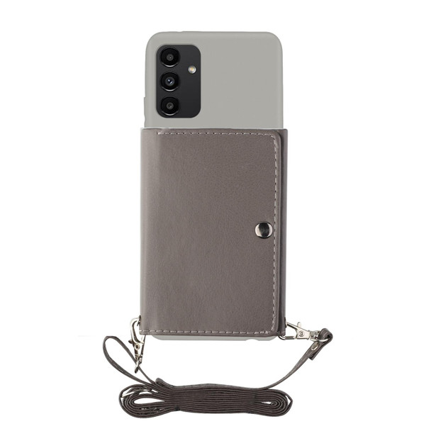 For Samsung Galaxy A54 5G Crossbody Lanyard Wallet Card Bag Phone Case(Grey)