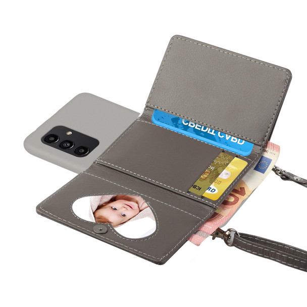 For Samsung Galaxy A54 5G Crossbody Lanyard Wallet Card Bag Phone Case(Grey)