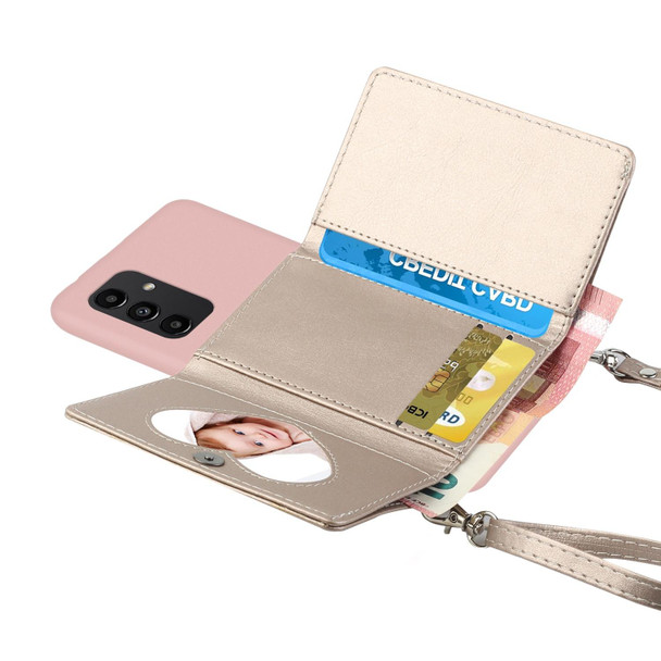 For Samsung Galaxy A14 5G Crossbody Lanyard Wallet Card Bag Phone Case(Pink)