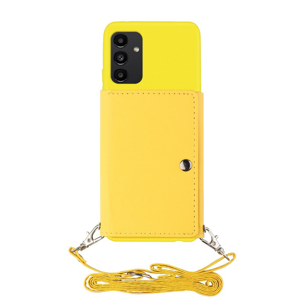 For Samsung Galaxy A14 5G Crossbody Lanyard Wallet Card Bag Phone Case(Yellow)