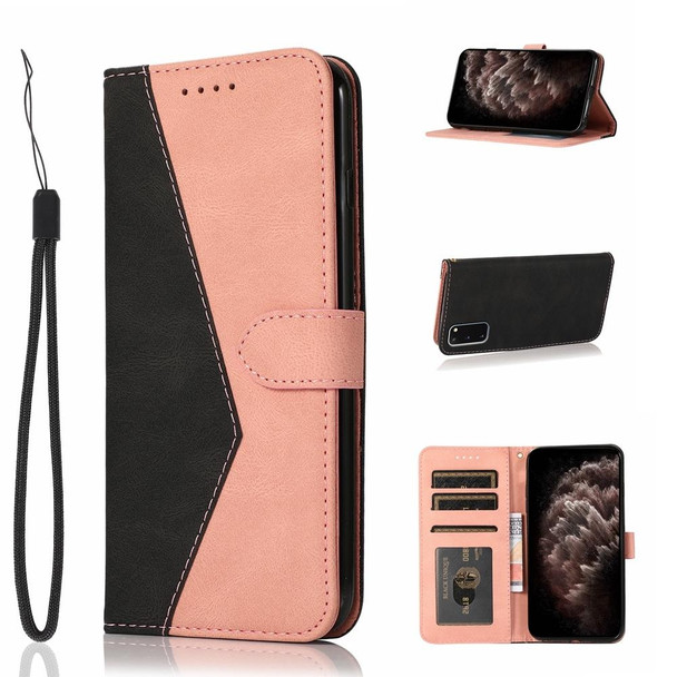 For Samsung Galaxy S20 Dual-color Stitching Leatherette Phone Case(Black Rose Gold)