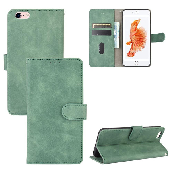 iPhone 6 Plus & 6s Plus Solid Color Skin Feel Magnetic Buckle Horizontal Flip Calf Texture PU Leather Case with Holder & Card Slots & Wallet(Green)