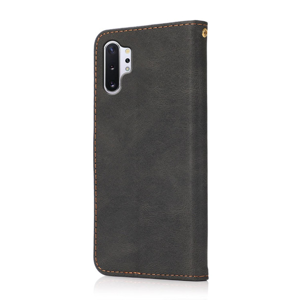 For Samsung Galaxy Note10+ Dual-color Stitching Leatherette Phone Case(Black Brown)