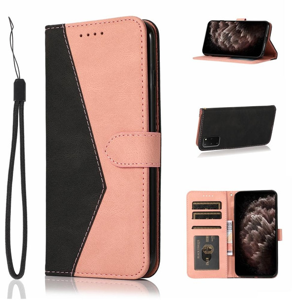 For Samsung Galaxy S20+ Dual-color Stitching Leatherette Phone Case(Black Rose Gold)